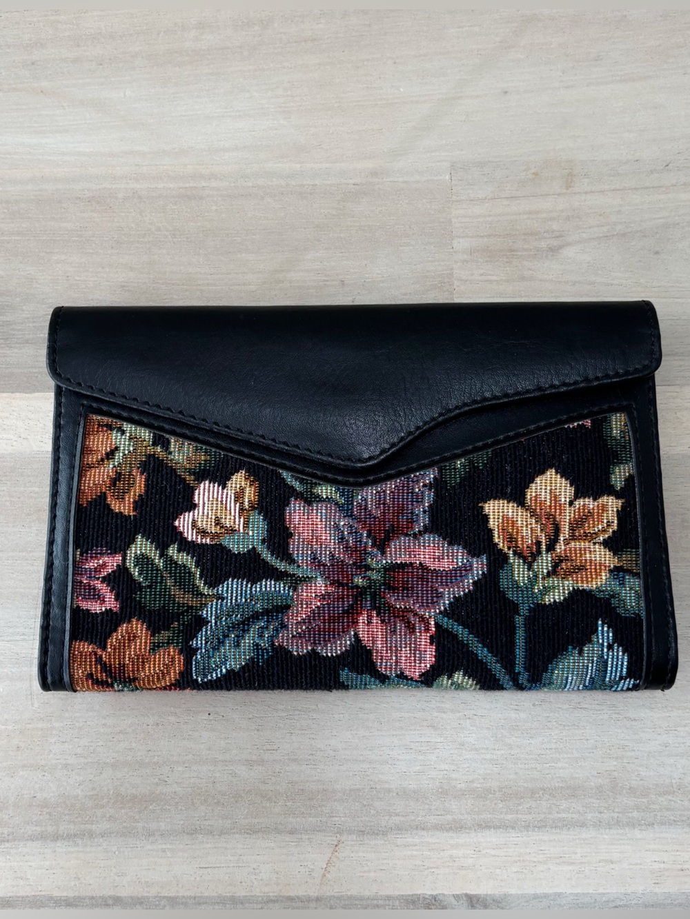 Vintage Pro Planner Day Runner Organizer Floral Tapestry Black Leather Ring USA